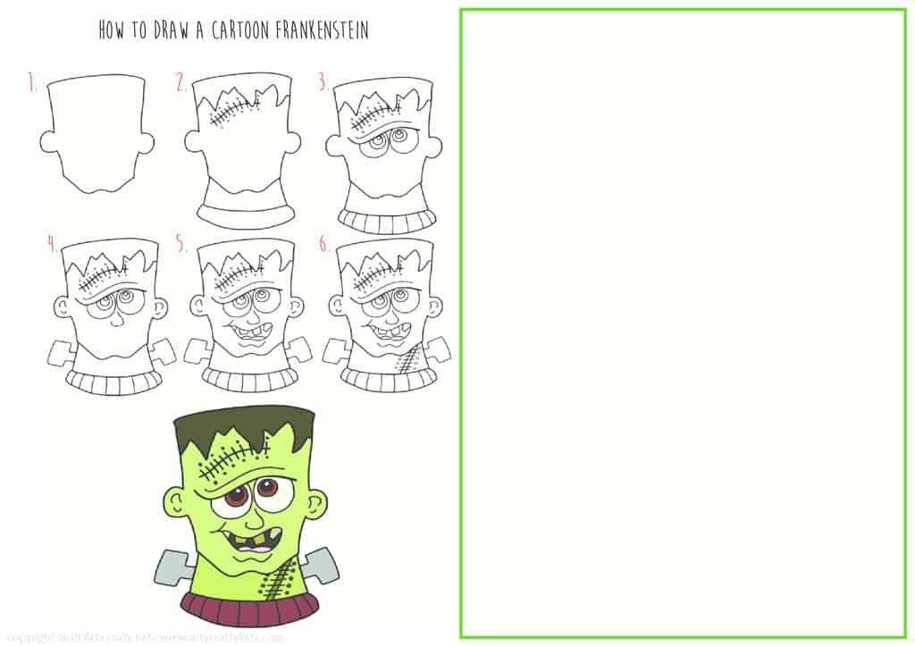 How to Draw a Cartoon Frankenstein Arty Crafty Kids