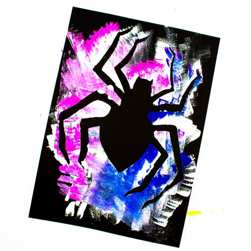 Silhouette spider art idea for kids.