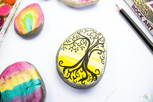 Arty Crafty Kids - Tree of Life Inspired Rock Art - Rock Painting Ideas for Kids #rockpainting #rockart #kidsart #easyartforkids