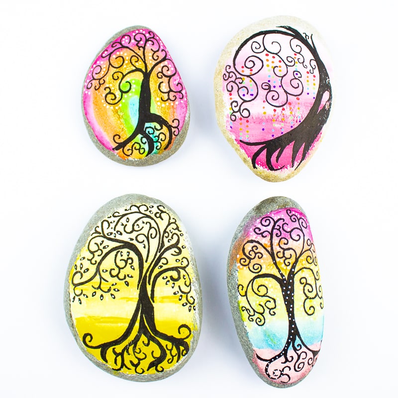 Arty Crafty Kids - Tree of Life Inspired Rock Art - Rock Painting Ideas for Kids #rockpainting #rockart #kidsart #easyartforkids