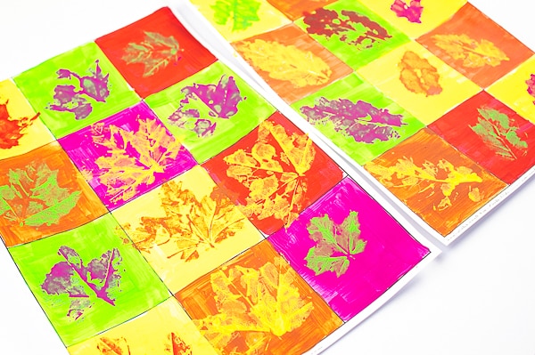 Arty Crafty Kids - Autumn Leaf Pop Art project for kids, with a free template included! #autumncraft #kidsart #artforkids #kidsactivities #craftsforkids