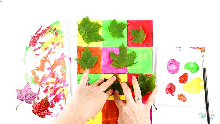 Arty Crafty Kids - Autumn Leaf Pop Art project for kids, with a free template included! #autumncraft #kidsart #artforkids #kidsactivities #craftsforkids