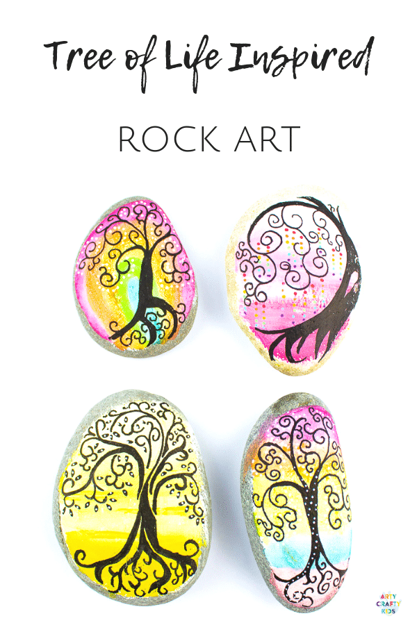 Arty Crafty Kids - Tree of Life Inspired Rock Art - Rock Painting Ideas for Kids #rockpainting #rockart #kidsart #easyartforkids