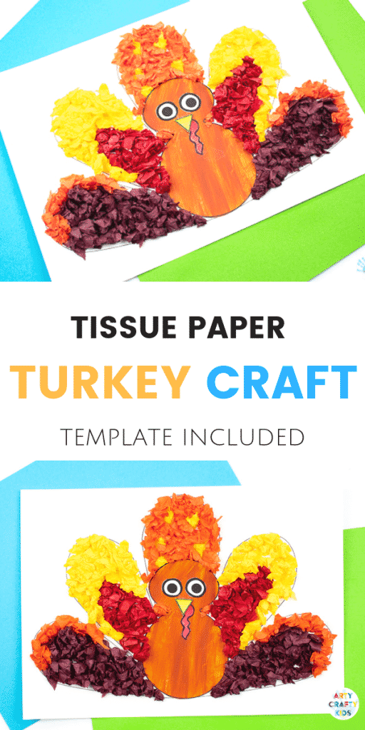 Arty Crafty Kids - Tissue Paper Turkey Craft for Kids - A fun and simple Thanksgiving craft for kids with a free template included!