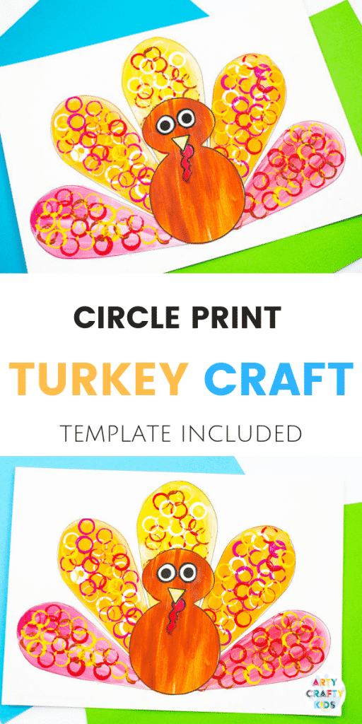 Arty Crafty Kids - Circle Print Turkey Craft for Kids - A fun and simple Thanksgiving craft for kids with a free template included!