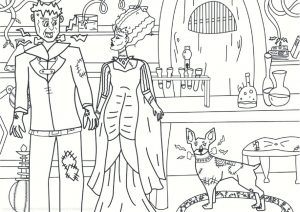 thumbnail of Frakenstein and Wife Colouring Page
