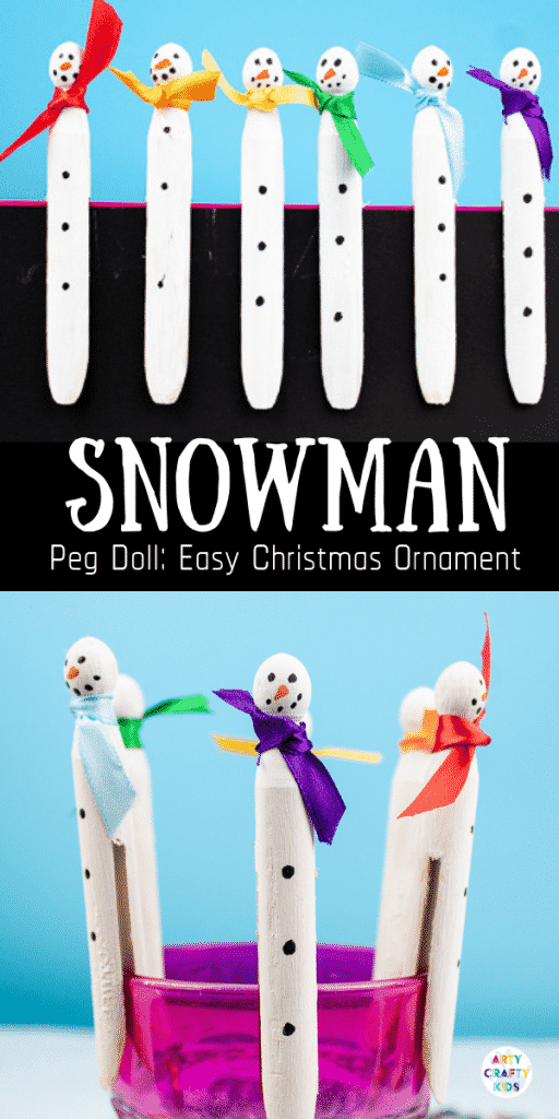 Arty Crafty Kids | Snowman Peg Ornament - an easy snowman christmas ornament for kids to make #christmascrafts #christmas #snowman #kidscrafts