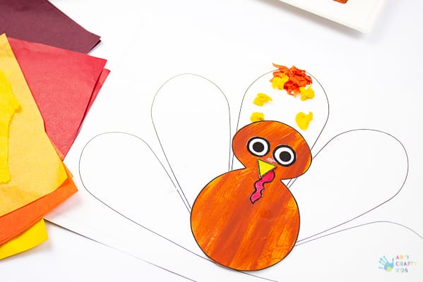 Arty Crafty Kids - Tissue Paper Turkey Craft for Kids - A fun and simple Thanksgiving craft for kids with a free template included!