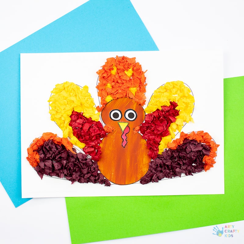 Tissue Paper Turkey Craft For Kids [Free Template]