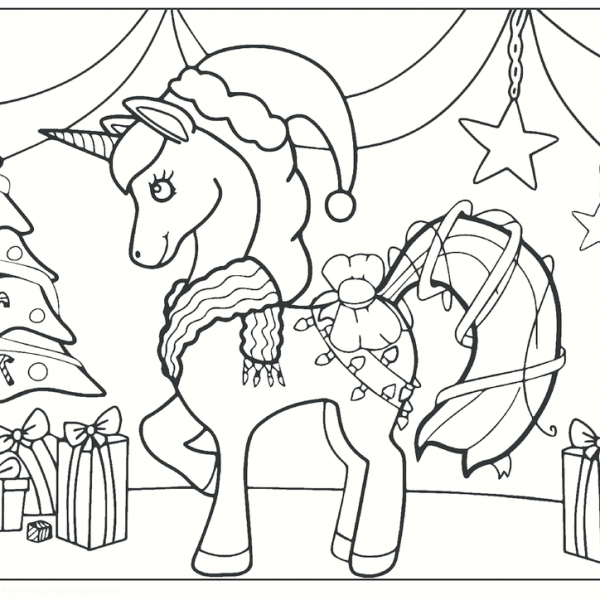 Christmas Unicorn Colouring Page - Arty Crafty Kids