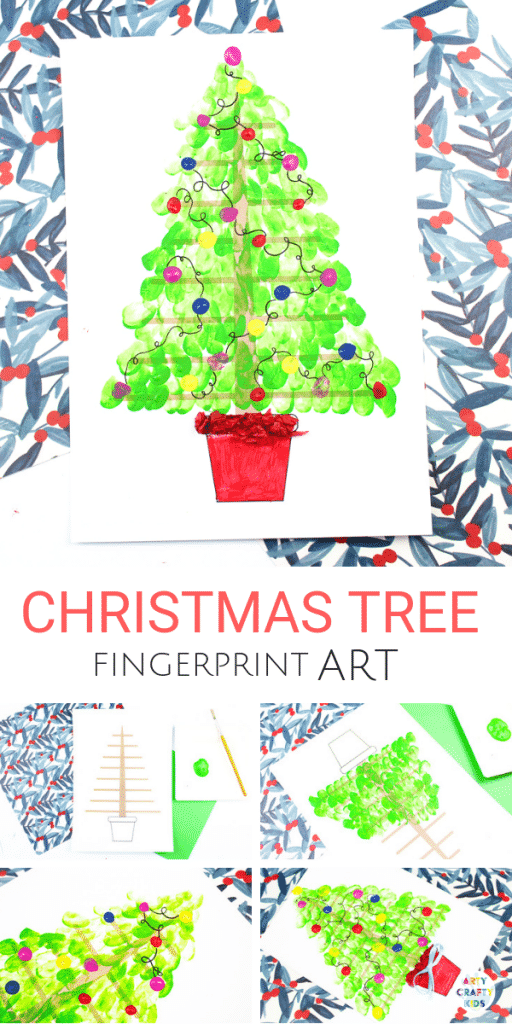 Arty Crafty Kids | Fingerprint Christmas Tree Art - A sweet keepsake for Christmas. Kids can apply their fingerprints to the Christmas Tree Printable to form a beautiful tree with a personal touch #christmas #christmascraft #kidscrafts #kidsart #printables #templates #paper #papercrafts