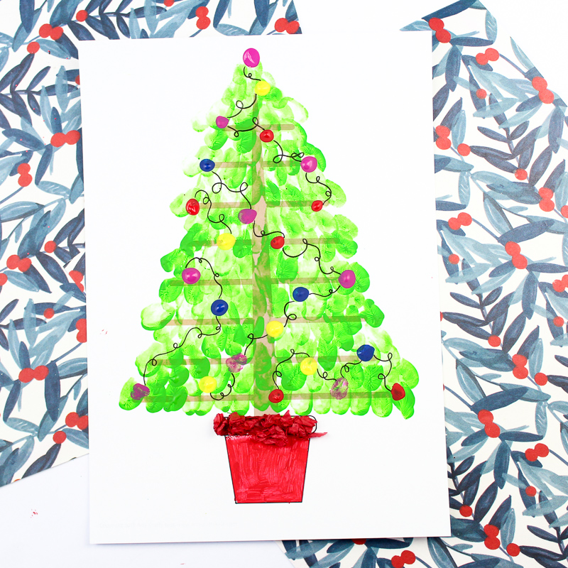 Arty Crafty Kids | Fingerprint Christmas Tree Art - A sweet keepsake for Christmas. Kids can apply their fingerprints to the Christmas Tree Printable to form a beautiful tree with a personal touch #christmas #christmascraft #kidscrafts #kidsart #printables #templates #paper #papercrafts