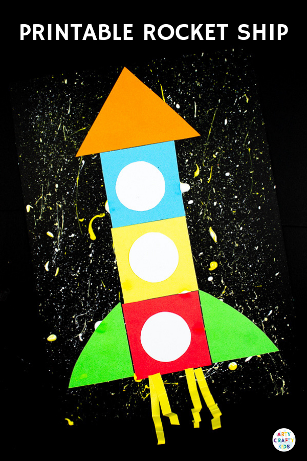 Arty Crafty Kids | Printable Rocket Ship for Kids - Children can trace, cut and stick the simple shapes to create a rocket ship. Great for fine motor skills and shape play #printable #kidscrafts #preschool #finemotor #shapes