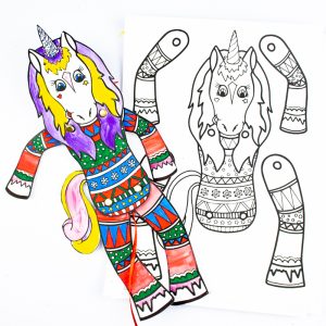 Unicorn in Christmas Pyjamas Puppet