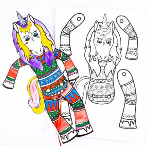 Unicorn in Christmas Pyjamas Puppet