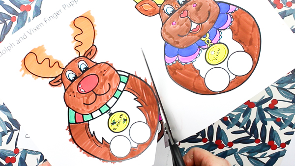 Arty Crafty Kids | Printable Reindeer Finger Puppets - Chose from Rudolf, Vixen, Dasher and Dancer to colour in, cut and play with! Adorable, hand drawn Christmas Reindeer finger puppets for kids #printable #christmas #christmascrafts #kidscrafts