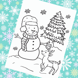 Cute Snowman Colouring Page for Kids