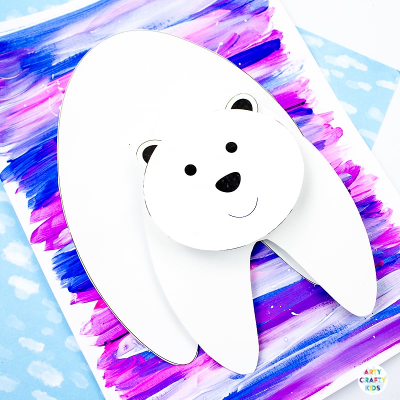 Arty Crafty Kids | 3D Polar Bear Winter Craft for kids! Challenge creativity with this playful and fun Printable Polar Bear Craft that wobbles and bounces #kidscrafts #wintercrafts #printable #templates #template #preschoool #earlyyears