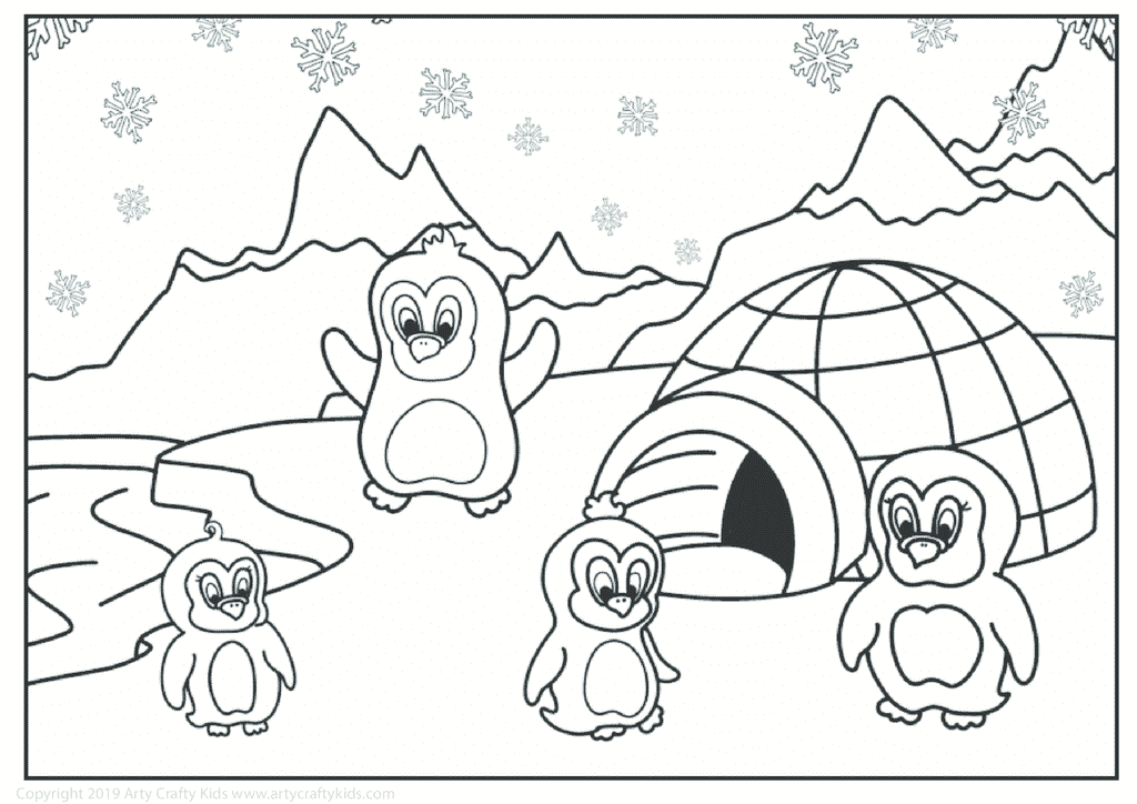Penguin Family Colouring Page | Arty Crafty Kids
