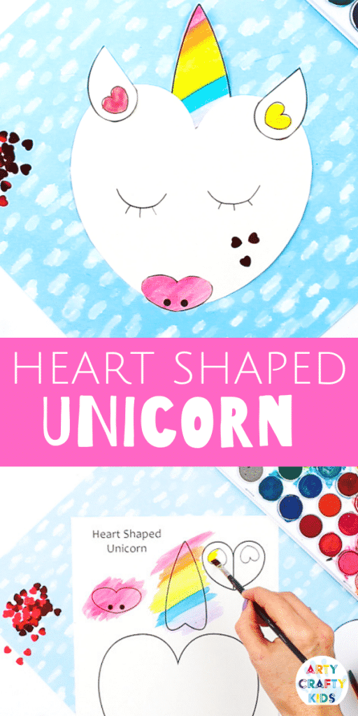 Arty Crafty Kids | Unicorn Heart Craft for kids - a darling craft for any day of the week, especially Valentine's. Simply download and print the template to get started! #artycraftykids #kidscrafts #unicorns #printable #template #teachers #valentinesday