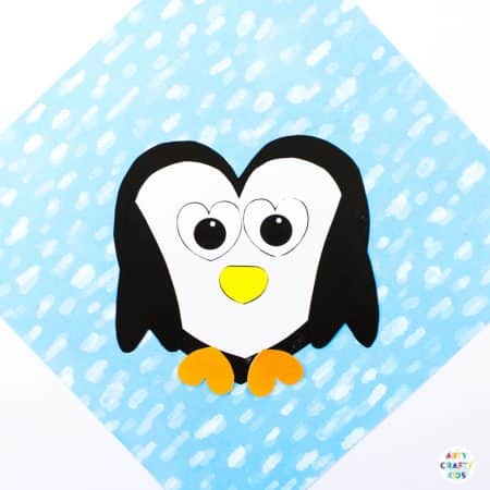 Arty Crafty Kids | Super cute and easy Printable Penguin Heart Craft for kids. A great craft that fits into both valentine's day and winter themed crafts. Simply download and print the template to get started! #kidscraft #templates #printables #easycrafts #papercrafts #teachers