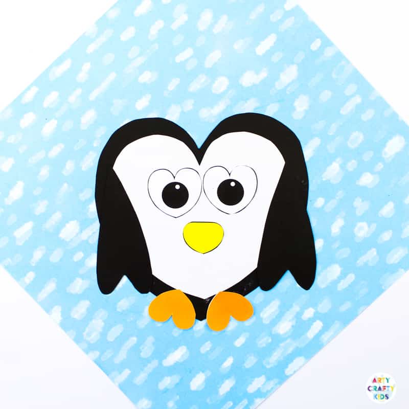 Arty Crafty Kids | Super cute and easy Printable Penguin Heart Craft for kids. A great craft that fits into both valentine's day and winter themed crafts. Simply download and print the template to get started! #kidscraft #templates #printables #easycrafts #papercrafts #teachers