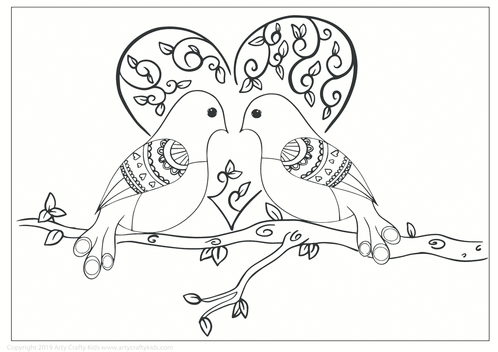 Love Birds Colouring Page | Arty Crafty Kids