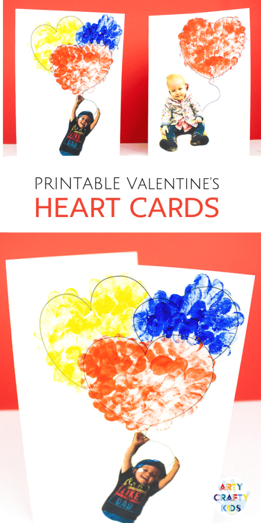 Arty Crafty Kids | Printable Valentines Heart Card - Inspired by Banksy's girl with the Balloon, this cute printable card can be personalised with your Arty Crafty Kids fingerprints and picture to make an adorable card for Valentine's Day, Mother's Day or even Father's Day #kidsart #valentines #printable #template #kids #kidscrafts