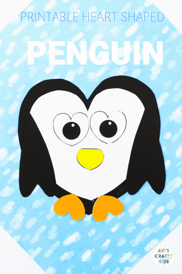 Arty Crafty Kids | Super cute and easy Printable Penguin Heart Craft for kids. A great craft that fits into both valentine's day and winter themed crafts. Simply download and print the template to get started! #kidscraft #templates #printables #easycrafts #papercrafts #teachers