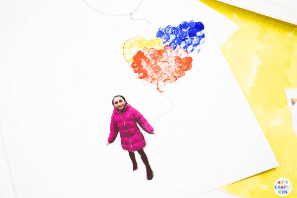 Arty Crafty Kids | Printable Valentines Heart Card - Inspired by Banksy's girl with the Balloon, this cute printable card can be personalised with your Arty Crafty Kids fingerprints and picture to make an adorable card for Valentine's Day, Mother's Day or even Father's Day #kidsart #valentines #printable #template #kids #kidscrafts