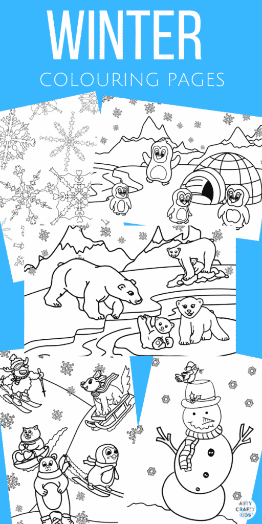 Arty Crafty Kids | A playful collection of Winter Colouring Pages for Kids! #kidscolouring #colouringpages #printables #artycraftykids