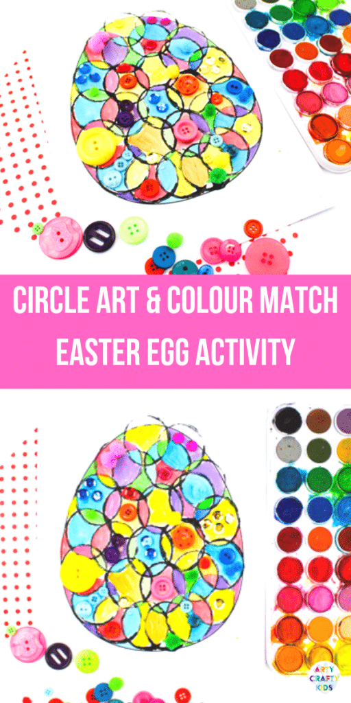 Arty Crafty Kids | Circle Art Easter Egg Activity for kids, with a Easter Egg Template to download. #artycraftykids #eastercrafts