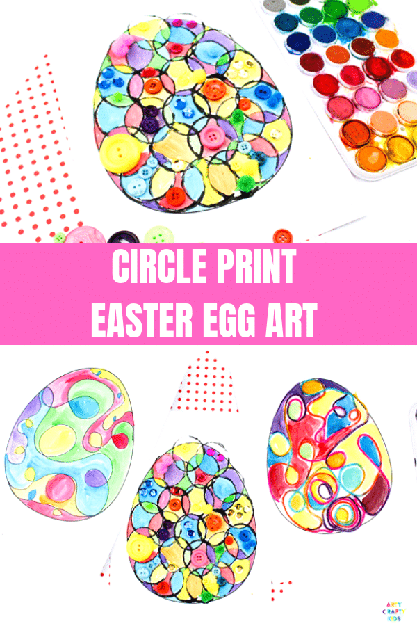 Arty Crafty Kids | Circle Art Easter Egg Activity for kids, with a Easter Egg Template to download. #artycraftykids #easter