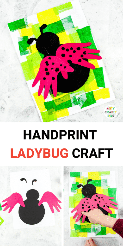 Arty Crafty Kids | Handprint Ladybug Craft - a simple bug art and craft idea for kids to enjoy as part of a minibeast topic. Simply download and print the ladybug printable template to get started!