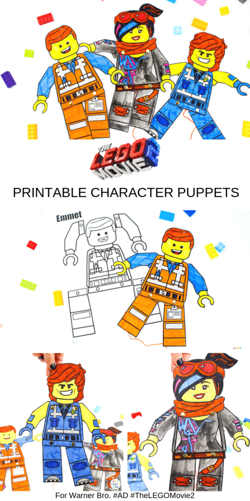 Arty Crafty Kids | Lego Movie Printable Character Puppets.  A fun interactive Lego Craft for kids - just in time for the second instalment of The Lego Movie. Download and print our free Lego puppet bundle to create your favourite character. Kids can even have a go at designing their own or recreating another from the Lego Movie 2 #ad #TheLEGOMovie2