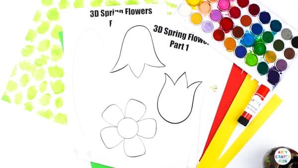 Arty Crafty Kids | 3D Spring Flower Craft for Kids. Using our printable templates, create a Spring Flower that pops from the page! A fun and engaging craft for kids #artycraftykids