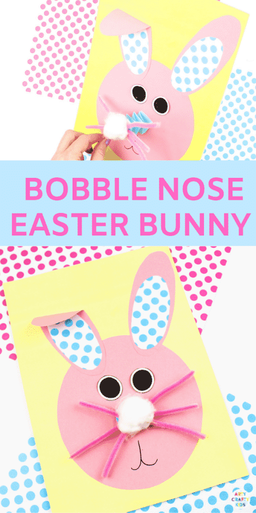 Arty Crafty Kids | Bobble Nose Paper Easter Bunny Craft for kids to make. A sweet and simple Bunny Spring or Easter Craft for Kids with a printable bunny template @artycraftykids