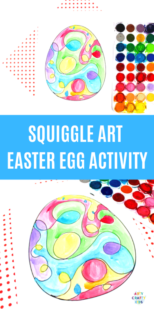 Arty Crafty Kids | Squiggle Line Art Easter Egg Activity for kids, with an Easter Egg Template to download and print. #artycraftykids #eastercrafts