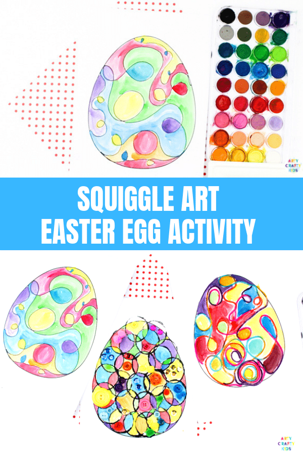 Arty Crafty Kids | Squiggle Line Art Easter Egg Activity for kids, with an Easter Egg Template to download. #artycraftykids #eastercrafts