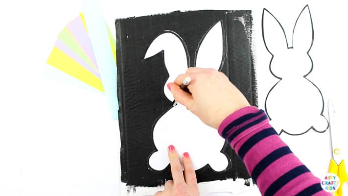 Arty Crafty Kids | Silhouette Easter Bunny Art for Kids! A fun and engaging Easter themed art and craft idea with printable Easter Bunny Templates #eastercrafts #easter @artycraftykids