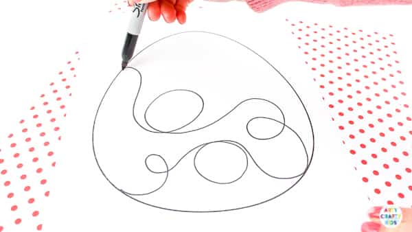 Arty Crafty Kids | Squiggle Line Art Easter Egg Activity for kids, with an Easter Egg Template to download. #artycraftykids #eastercrafts