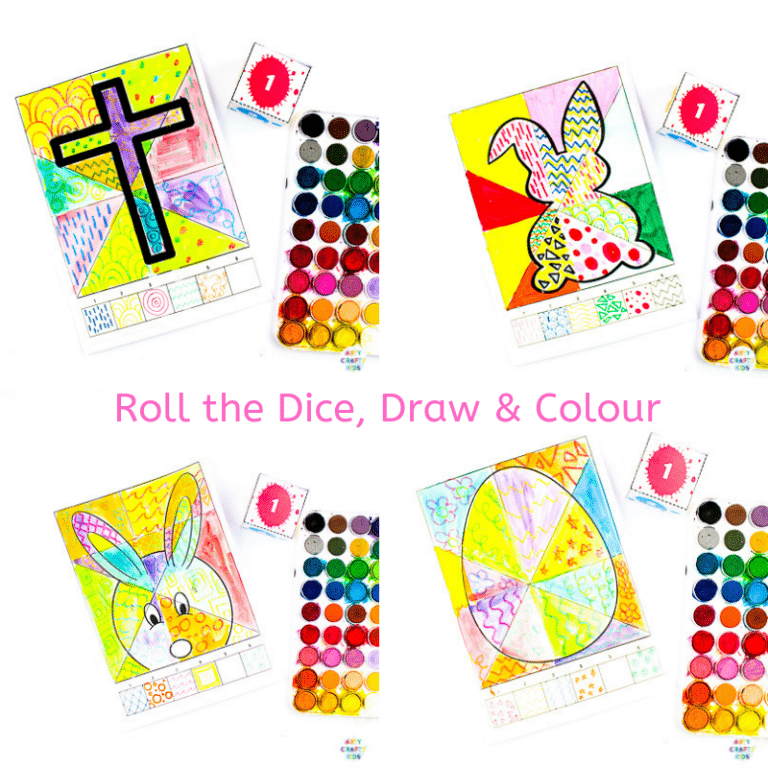 roll the dice draw and colour kids easter activity arty crafty kids