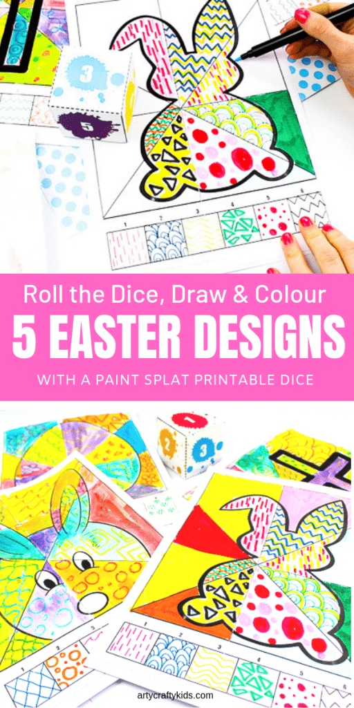 Arty Crafty Kids | Roll the Dice, Draw & Colour Kids Easter Activity - A fun, engaging and creative art idea for kids, with a choice of 5 Printable Easter Templates.