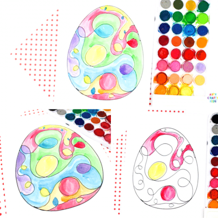 Arty Crafty Kids | Squiggle Line Art Easter Egg Activity for kids, with an Easter Egg Template to download and print. #artycraftykids #eastercrafts