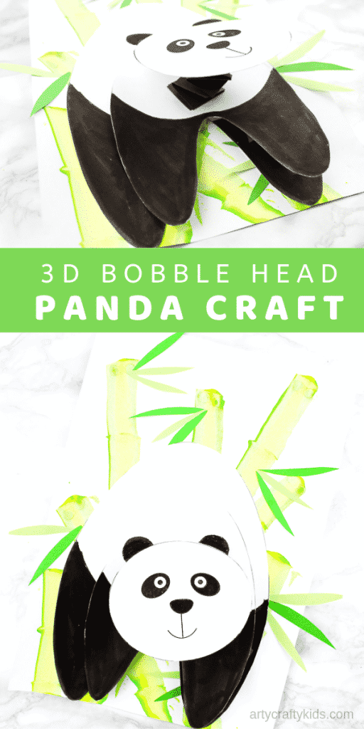 Arty Crafty Kids | 3D Bobble Head Panda Craft for Kids to make. A fun and engaging paper craft for kids with a printable panda template #artycraftykids