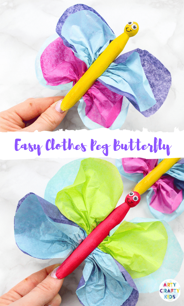 Arty Crafty Kids | Easy Butterfly Clothespin Craft for Kids to Make | A simple Spring craft for kids that perfect for preschoolers and kids in kindergarten to make themselves.