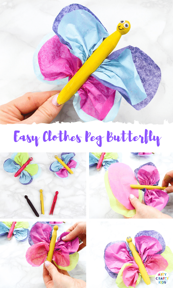 Arty Crafty Kids | Easy Butterfly Clothespin Craft for Kids to Make | A simple Spring craft for kids that perfect for preschoolers and kids in kindergarten to make themselves.