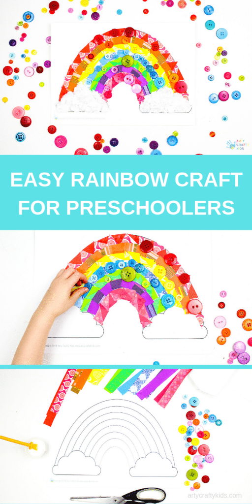 Arty Crafty Kids | Paper Rainbow Craft for Preschoolers to make. A simple activity that promotes fine motor skills, cutting skills and teaching colours.