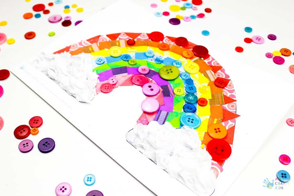 Arty Crafty Kids | Paper Rainbow Craft for Preschoolers to make. A simple activity that promotes fine motor skills, cutting skills and teaching colours.