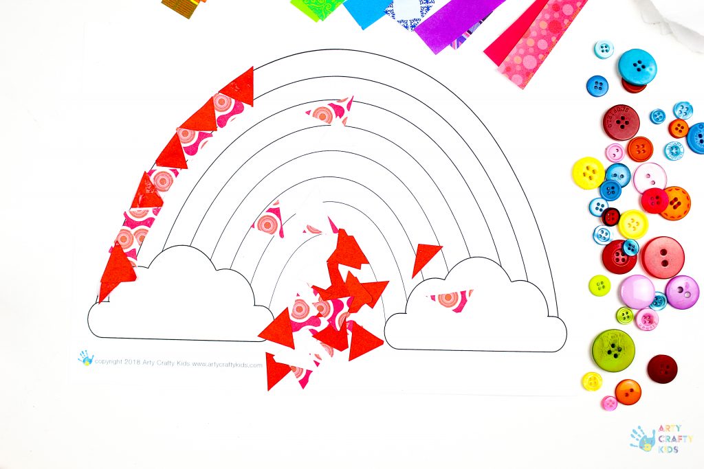 Arty Crafty Kids | Paper Rainbow Craft for Preschoolers to make. A simple activity that promotes fine motor skills, cutting skills and teaching colours.